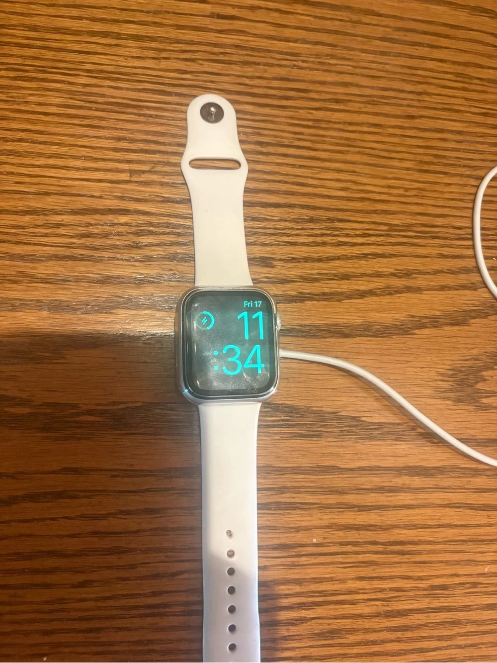 Apple Watch Silver Case with White Sport Band
